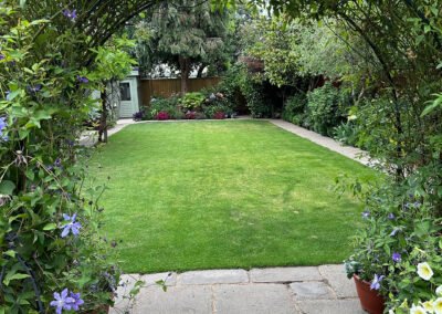 Tidy and weed-free grass area maintained by Adam’s Gardening